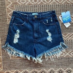 MUMU BLUE Distressed Denim Jean Shorts Size 25 NWT